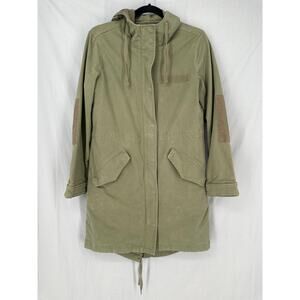 GAP Jacket Coat Womens XS Olive Green Lined Parka Utility Hooded Army Primaloft